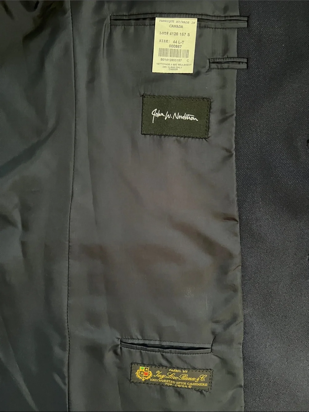 John W. Nordstrom Navy Single-Breasted Sport Coat Fabric by Loro Piana & Company